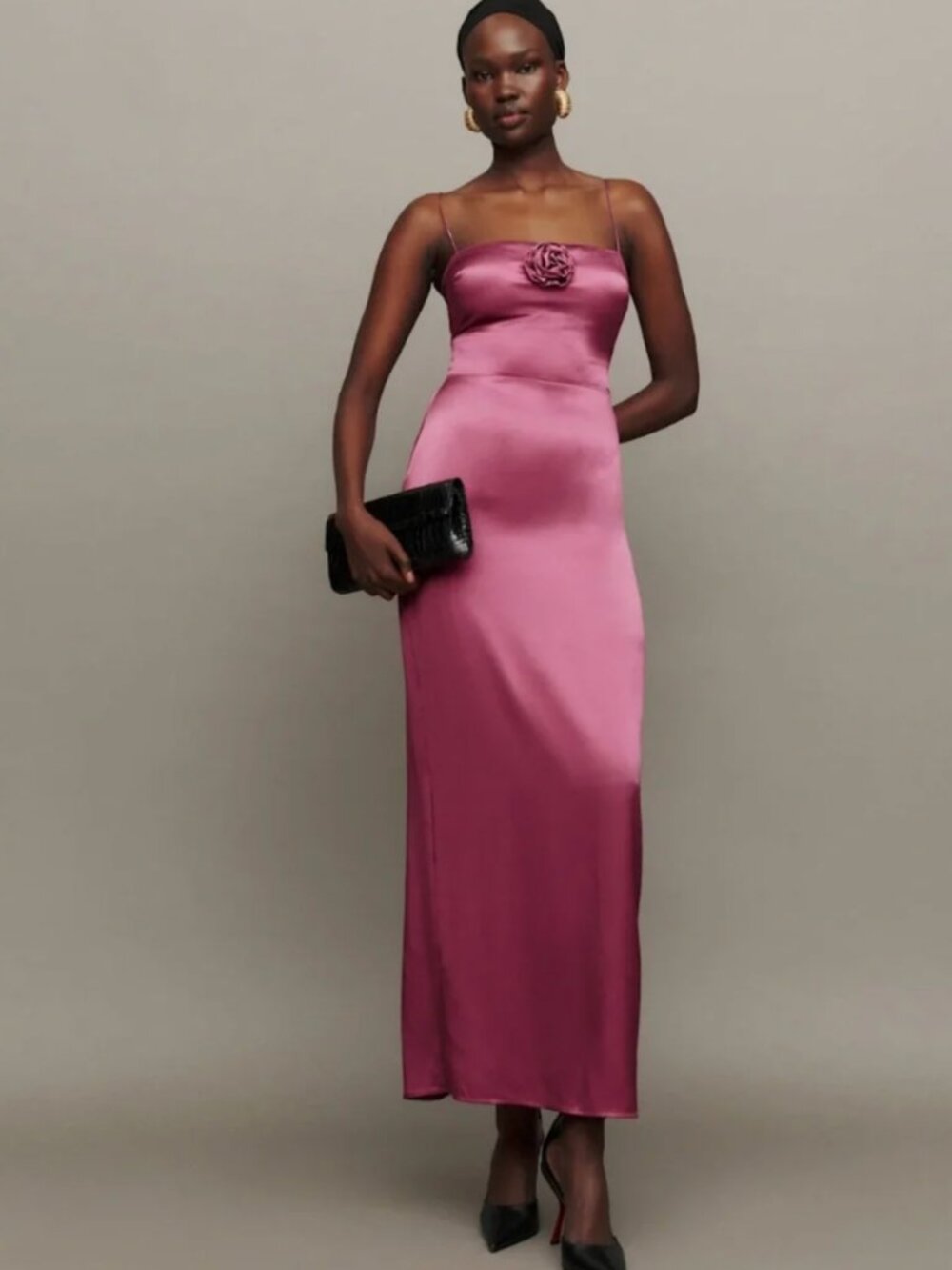NWT Reformation Frankie Slip Dress Size (Strawberry Wine Rosette) - Size 2P